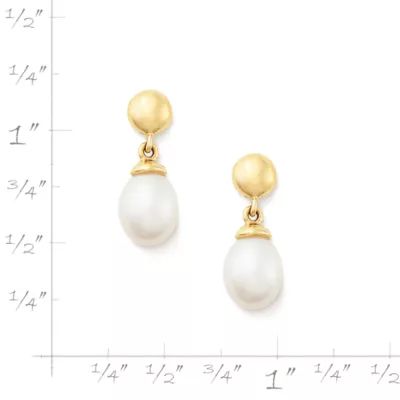 Cultured Pearl Teardrop Earrings in 14K Yellow Gold - Image 3