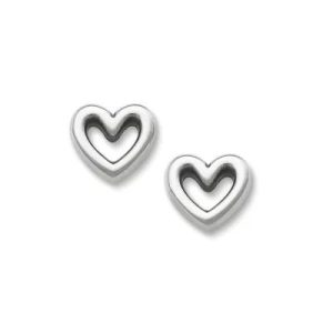 Heart Stud Earrings in Sterling Silver or 14K Yellow Gold