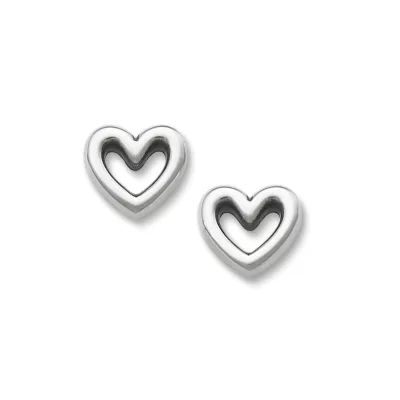 Heart Stud Earrings in Sterling Silver or 14K Yellow Gold