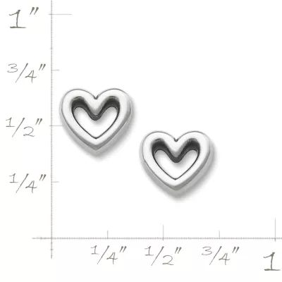 Heart Stud Earrings in Sterling Silver or 14K Yellow Gold - Image 3