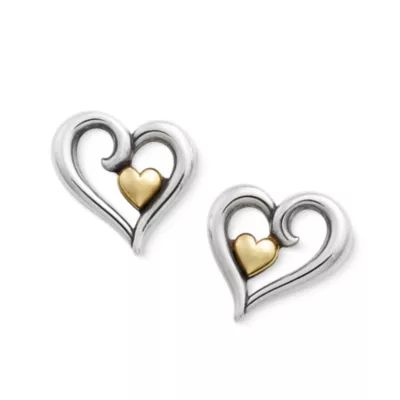 Joy of My Heart Stud Earrings in Sterling Silver and 14K Yellow Gold