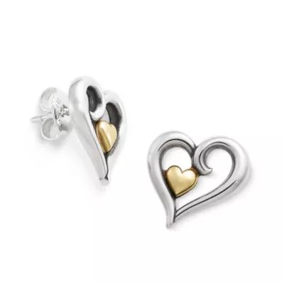 Joy of My Heart Stud Earrings in Sterling Silver and 14K Yellow Gold - Image 2