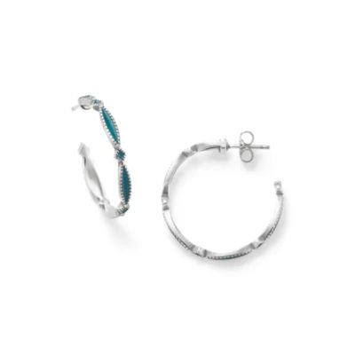 Enamel Cordoba Hoop Earrings in Sterling Silver