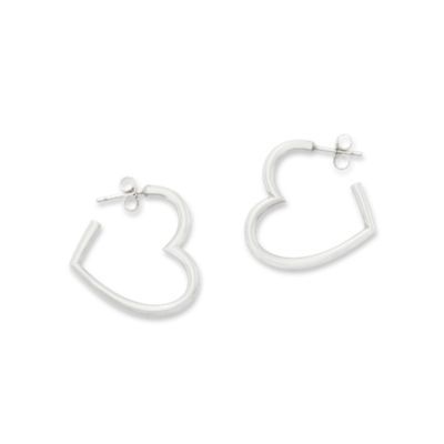 Heart Hoop Earrings in Sterling Silver