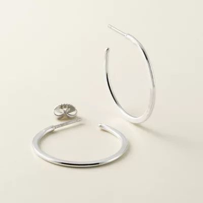 Classic Hammered Hoop Earrings in Sterling Silver or 14K Gold - Image 3