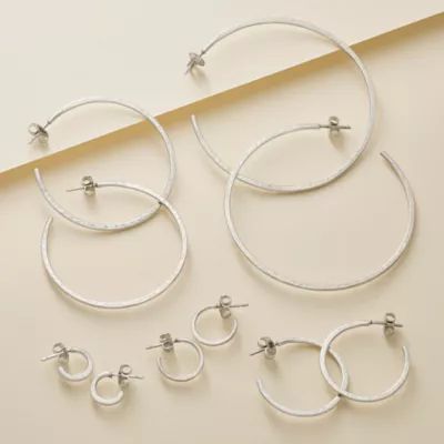 Classic Hammered Hoop Earrings in Sterling Silver or 14K Gold - Image 5