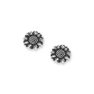 Mini Sunflower Stud Earrings in Sterling Silver or 14K Yellow Gold