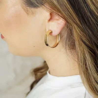 Bold Hoop Earrings in Sterling Silver or 14K Yellow Gold - Image 5