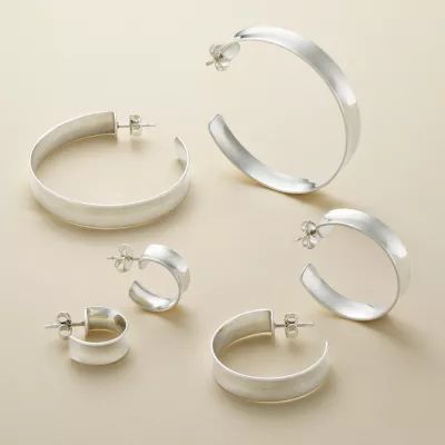 Bold Hoop Earrings in Sterling Silver or 14K Yellow Gold - Image 4