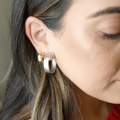 Bold Hoop Earrings in Sterling Silver or 14K Yellow Gold - Image 6