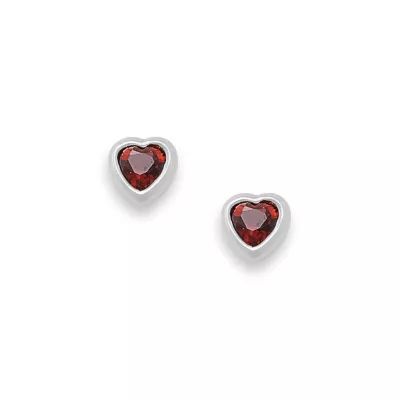 Heart Gemstone Stud Earrings in Sterling Silver
