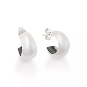 Domed Hoop Earrings in Sterling Silver
