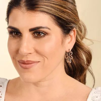 Floral Hoop Earrings in Sterling Silver - Image 3