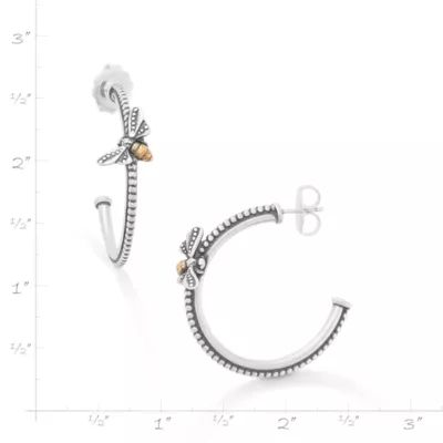 Bee Hoop Earrings in Sterling Silver and Bronze - Image 5