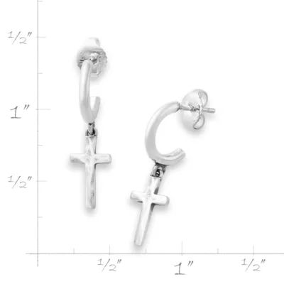 Horizon Cross Hoop Dangle Earrings in Sterling Silver - Image 5