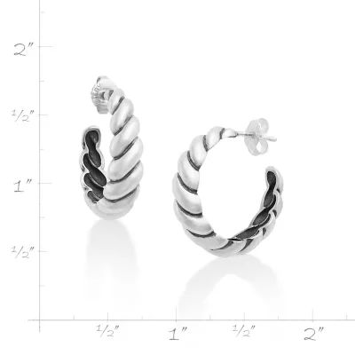 Half Twist Hoop Earrings in Sterling Silver or 14K Yellow Gold - Image 6