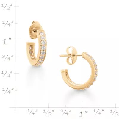 Delicate Pave Diamond Hoop Earrings in 14K Yellow Gold - Image 5