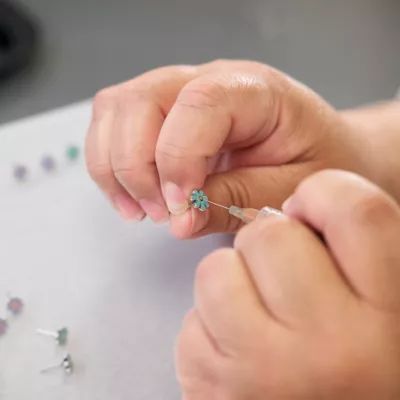 Enamel Mini Flower Studs in Sterling Silver - Image 4