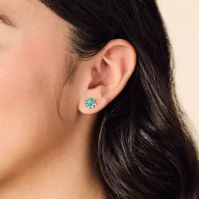 Enamel Mini Flower Studs in Sterling Silver - Image 3