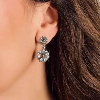 Blooming Daisies Dangle Earrings in Sterling Silver and Bronze - Image 4