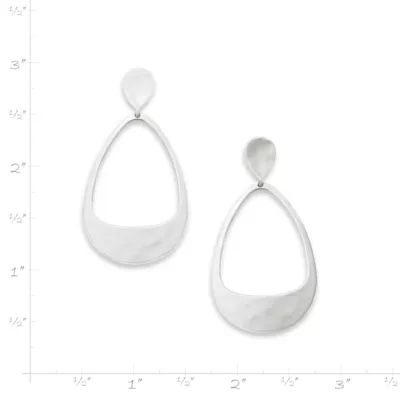 Hammered Open Drop Earrings in Sterling Silver - Image 3