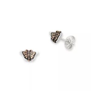 Monarch Butterfly Studs in Sterling Silver and Bronze