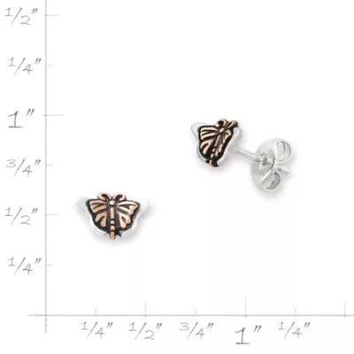 Monarch Butterfly Studs in Sterling Silver and Bronze - Image 4