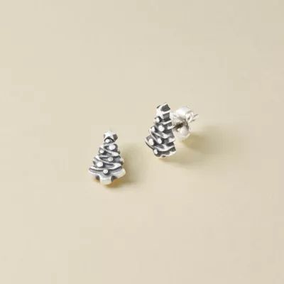 Petite Christmas Tree Studs in Sterling Silver - Image 3