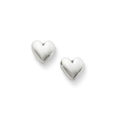 Solid Heart Stud Earrings in Sterling Silver or 14K Yellow Gold