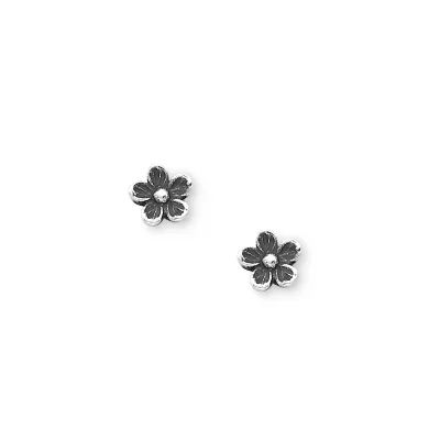 Mini Flower Stud Earrings in Sterling Silver or 14K Yellow Gold