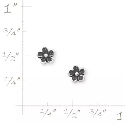 Mini Flower Stud Earrings in Sterling Silver or 14K Yellow Gold - Image 4