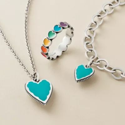 Enamel Heart Charm in Sterling Silver - Image 4