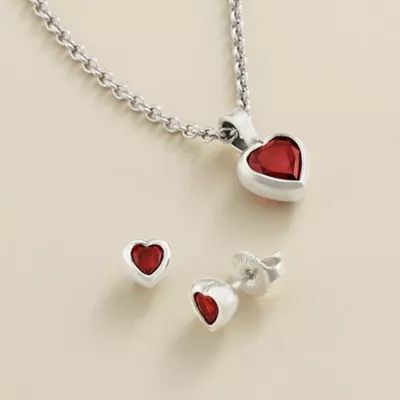 Heart Gemstone Stud Earrings in Sterling Silver - Image 5