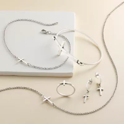 Horizon Cross Ring in Sterling Silver or 14K Yellow Gold - Image 3