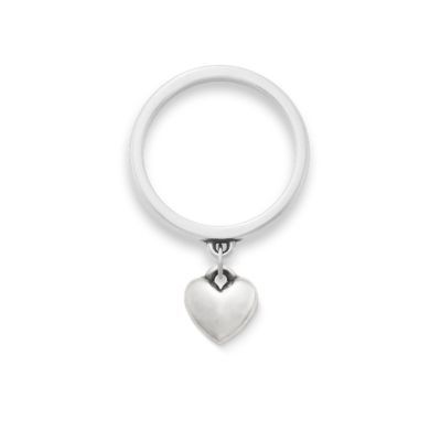 Mini Heart Charm Dangle Ring in 14K Yellow Gold