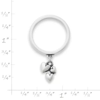 Gathered Hearts Charm Dangle Ring in Sterling Silver - Image 3