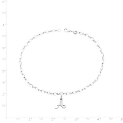 Small Script Initial Anklet in Sterling Silver or 14K Yellow Gold - Image 3