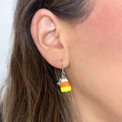 Sweet and Spooky Halloween Art Glass Earrings in Sterling Silver - Image 2