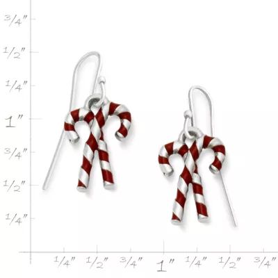 Enamel Candy Cane Earrings in Sterling Silver - Image 3