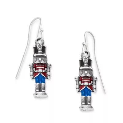 Enamel Nutcracker Earrings in Sterling Silver