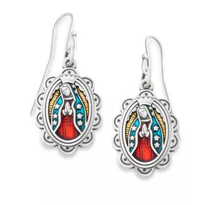 Enamel Virgin of Guadalupe Earrings in Sterling Silver