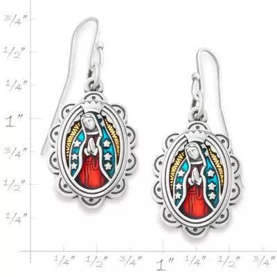 Enamel Virgin of Guadalupe Earrings in Sterling Silver - Image 2