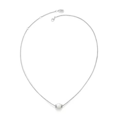 Beaded Cultured Pearl Slider Necklace in Sterling Silver - Image 2