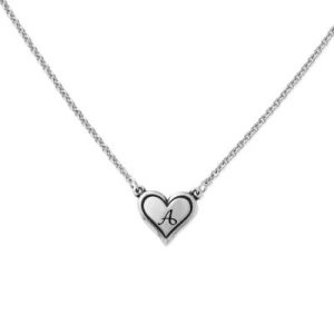 Delicate Heart Initial Necklace in Sterling Silver