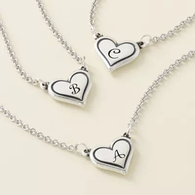 Delicate Heart Initial Necklace in Sterling Silver - Image 3