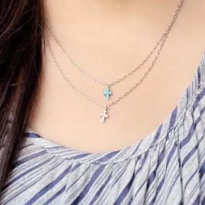 Enamel Petite Cross Necklace in Sterling Silver - Image 5