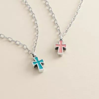 Enamel Petite Cross Necklace in Sterling Silver - Image 4