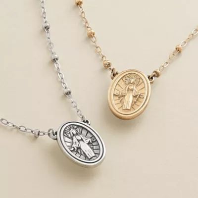 Virgin Mary Necklace in Sterling Silver or 14K Yellow Gold - Image 3