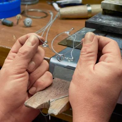 Dancing Gemstone Heart Necklace in Sterling Silver - Image 5