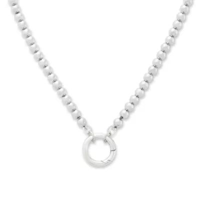 Beaded Chain Changeable Charm Necklace in Sterling Silver